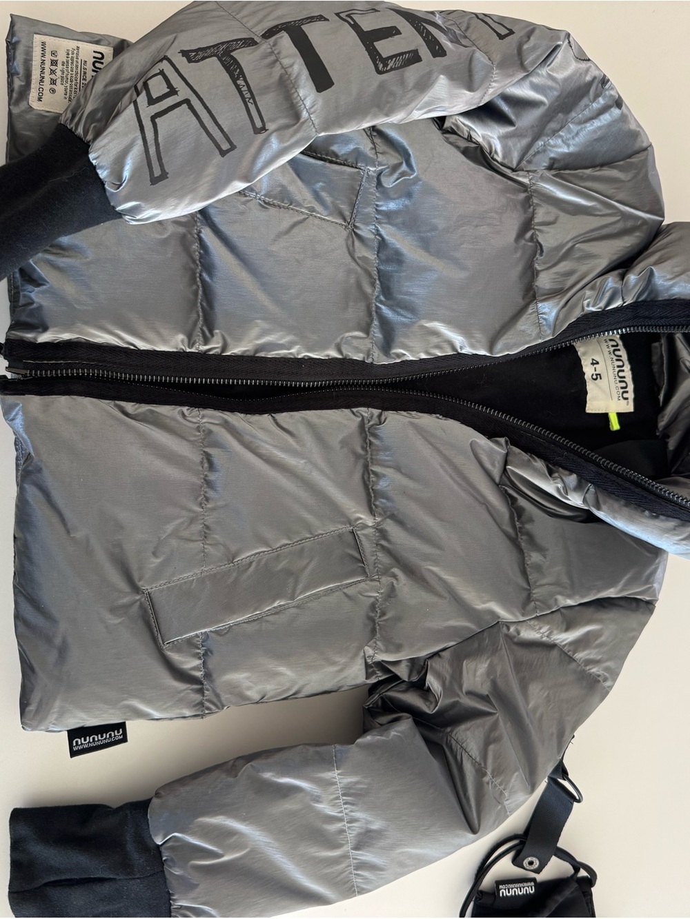 nununu Metallic Silver Puffer Jacket